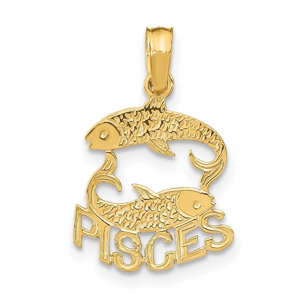 Million Charms 10k Yellow Gold Small PISCES Zodiac Charm Pendant